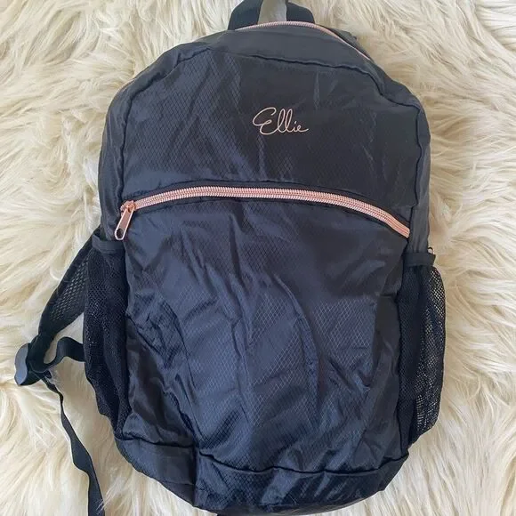 Ellie Packable Backpack Black/Pink Gold Supper Lightweight Travel Vacation NWT - Picture 2 of 10